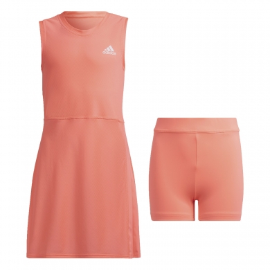 adidas Tennis Dress Pop-Up with Separate Inner Shorts Coral Red Girls